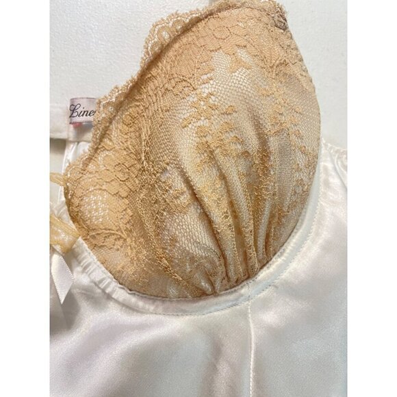 Linea Donatella Cream and Tan Lace Lingerie Babydoll Nightie Medium - Picture 3 of 5
